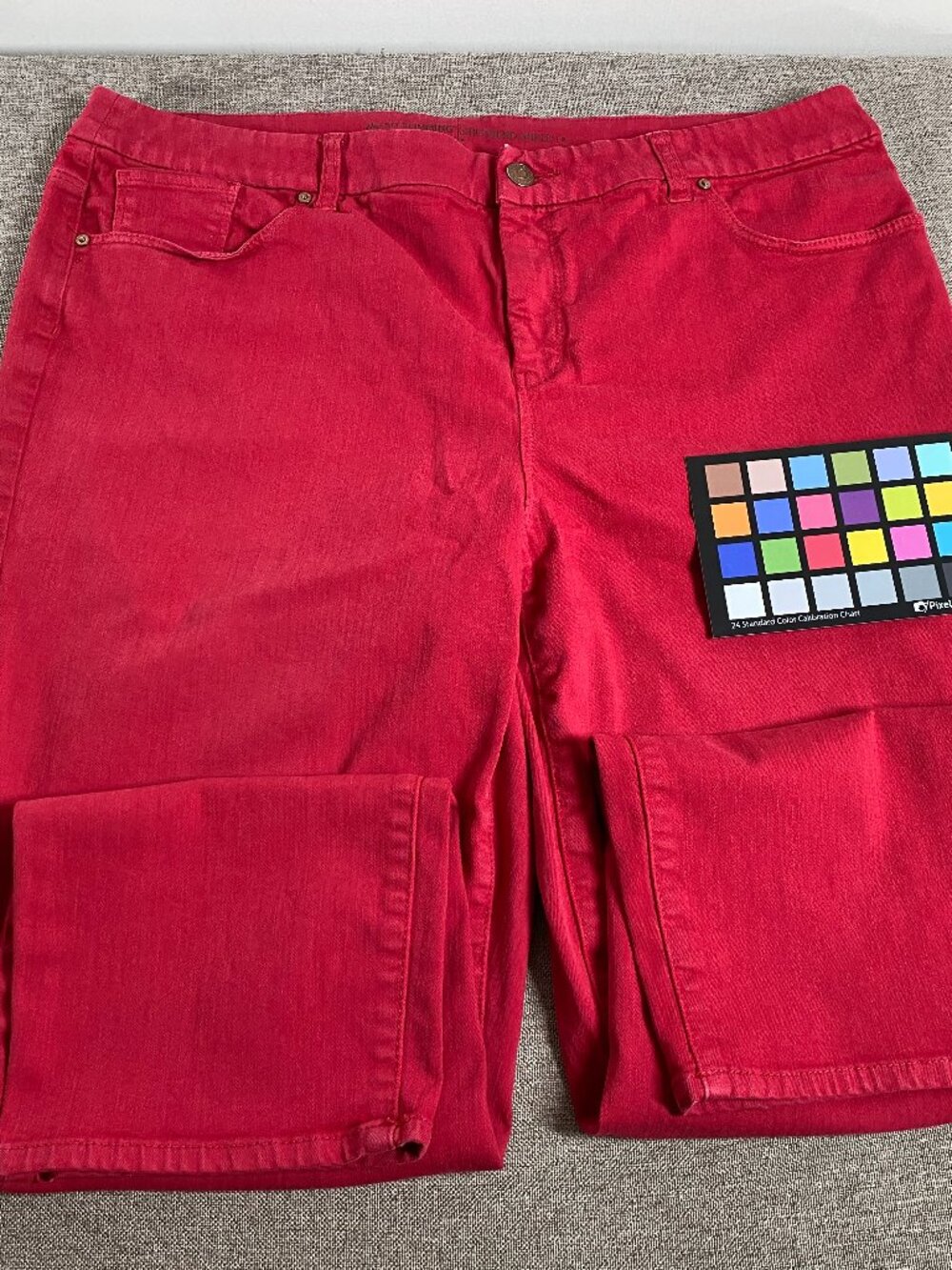 Chico's SLIMMING Girlfriend Ankle Jeans Women's 3 (US 16) High Rise Red Casual - Picture 3 of 16